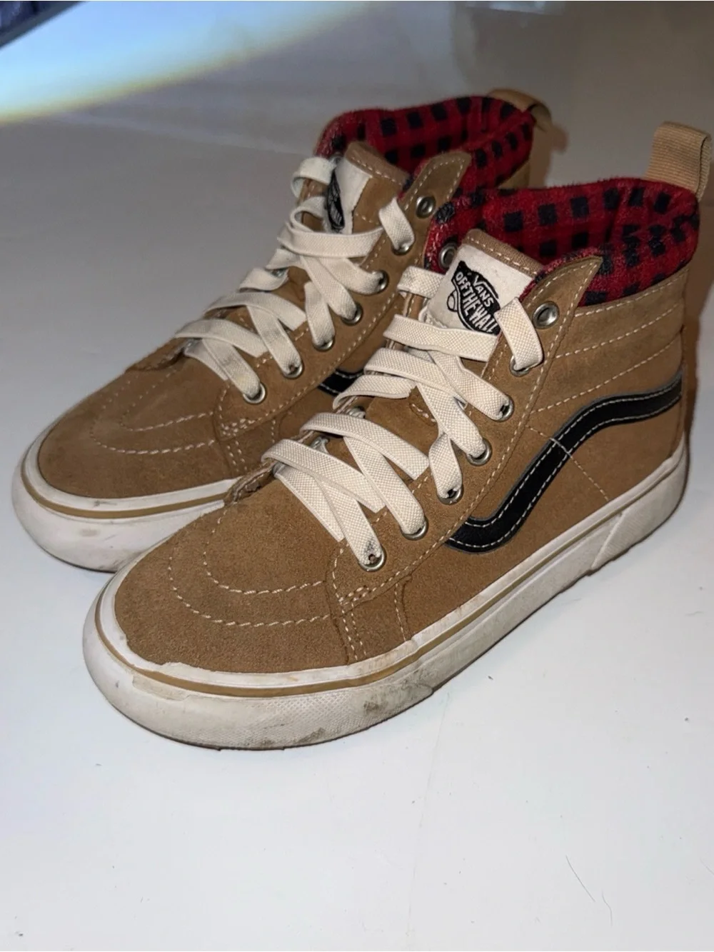 Vans Sk8-Hi MTE-1 Plaid Brown Youth 2.0 See Pics